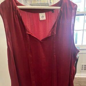 CABI size XL wine colored silk top with tie neck